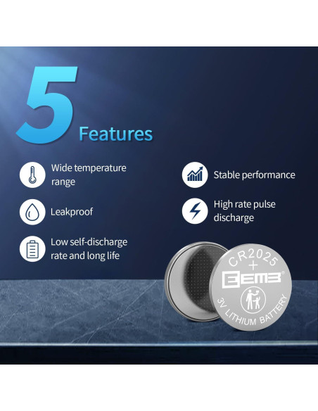 Baterías de Litio EEMB CR2025 Paquete de 5 Unidades 3V