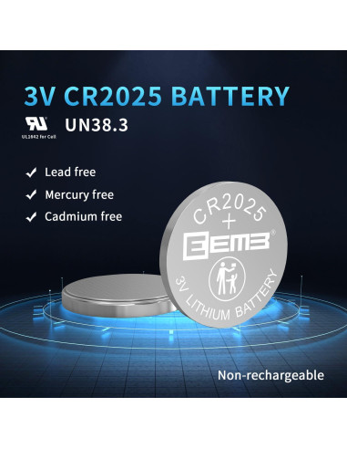 Baterías de Litio EEMB CR2025 Paquete de 5 Unidades 3V