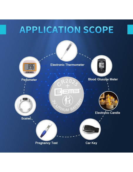 Baterías de Litio EEMB CR2025 Paquete de 5 Unidades 3V