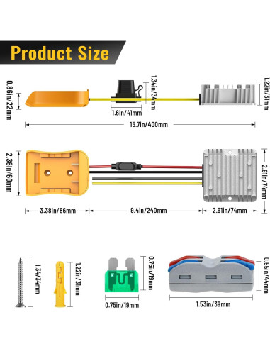 Convertidor de Voltaje 20V a 12V 20A Azocek - Adaptador Batería