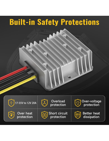 Convertidor de Voltaje 20V a 12V 20A Azocek - Adaptador Batería