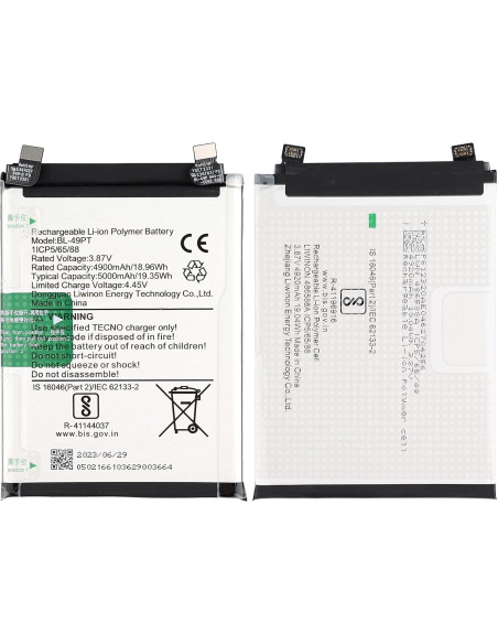 Batería de Reemplazo BL-49PT para Tecno Mobile Pova 5 Pro 5000mAh