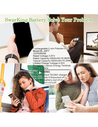 Batería de Reemplazo BL-49PT para Tecno Mobile Pova 5 Pro 5000mAh