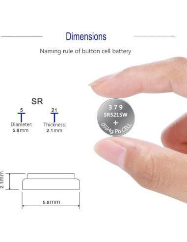 Batería de Reloj 379 SR521SW UOGTNON Paquete de 10 Unidades