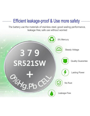 Batería de Reloj 379 SR521SW UOGTNON Paquete de 10 Unidades