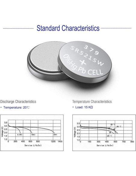 Batería de Reloj 379 SR521SW UOGTNON Paquete de 10 Unidades