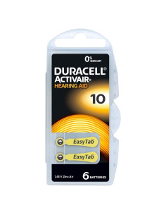 6 Baterías Duracell Activair Tamaño 10 para Audífonos
