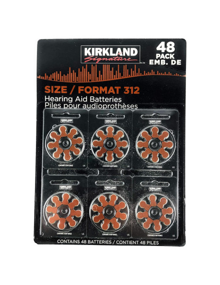 Baterías para Audífonos Kirkland 312 Sin Mercurio - Paquete 48