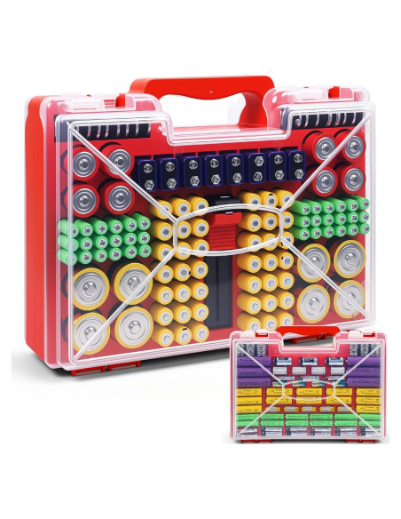 Organizador de Baterías Wekashion con Estuche y Probador - Rojo