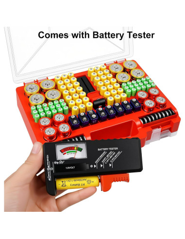 Organizador de Baterías Wekashion con Estuche y Probador - Rojo