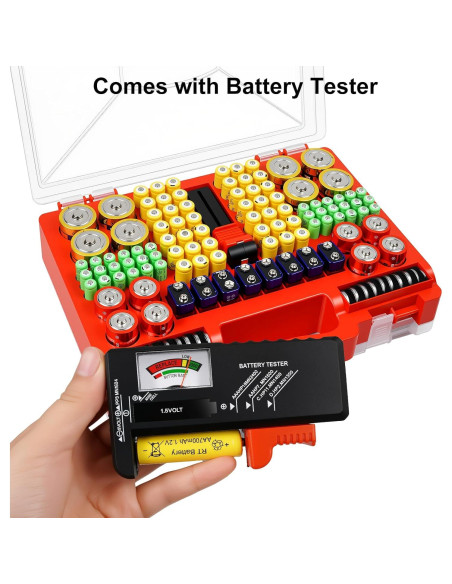 Organizador de Baterías Wekashion con Estuche y Probador - Rojo