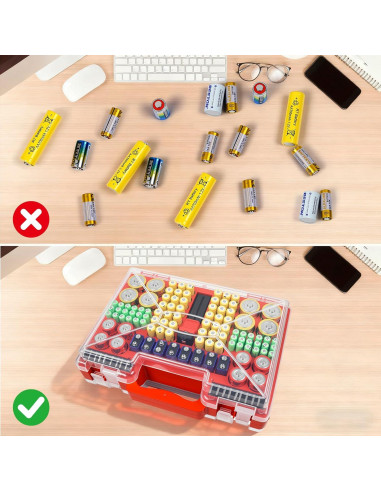 Organizador de Baterías Wekashion con Estuche y Probador - Rojo