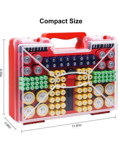 Organizador de Baterías Wekashion con Estuche y Probador - Rojo