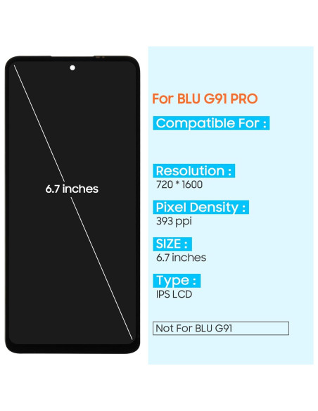 Reemplazo Pantalla LCD BLU G91 Pro G0530WW + Kit Herramientas