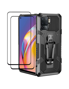 Funda ZMONE para Oppo Reno 5 Lite/A94 4G/F19 Pro con Protector de Pantalla - Negro