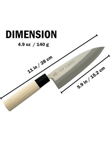 Cuchillo Deba KAKUSEE 15 cm Acero Inoxidable Mango Madera