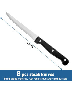 Juego de cuchillos para carne WISKEMA 8 piezas acero inoxidable 2