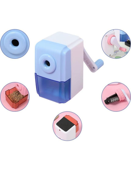 Sacapuntas Manual QIRUIRED Azul con Cuchilla de Acero