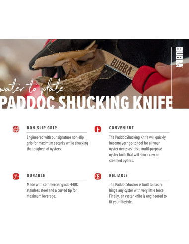 Cuchillo para abrir ostras BUBBA con hoja de acero inoxidable 6.35 cm