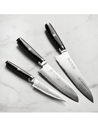 Juego de cuchillos Yaxell Ypsilon SG2, 3 piezas con soporte