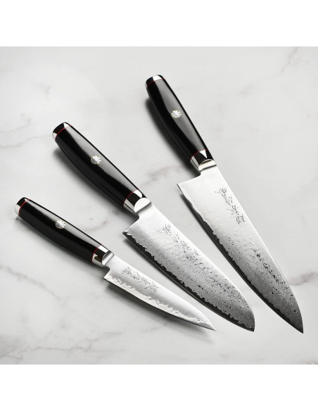 Juego de cuchillos Yaxell Ypsilon SG2, 3 piezas con soporte