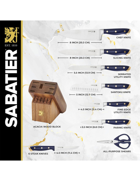 Juego de cuchillos forjados 14 piezas Sabatier acero inoxidable
