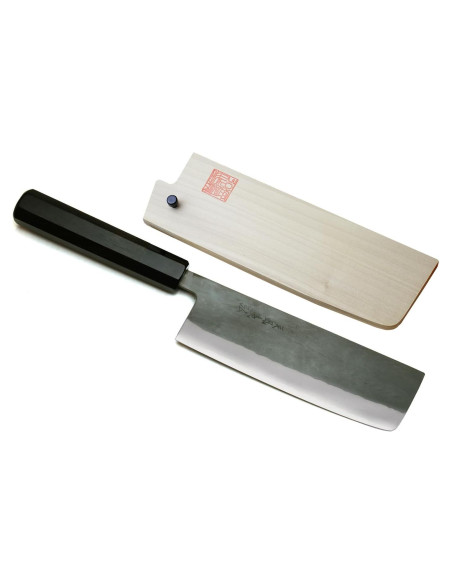 Cuchillo Chef Nakiri Yoshihiro Kurouchi 165mm Acero Azul