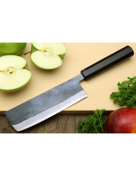 Cuchillo Chef Nakiri Yoshihiro Kurouchi 165mm Acero Azul