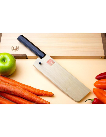 Cuchillo Chef Nakiri Yoshihiro Kurouchi 165mm Acero Azul