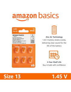 Baterías de Ayuda Auditiva Amazon Basics Tamaño 13 - 60 Unidades 2