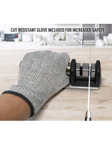 Afilador de cuchillos Zulay 2 etapas + Guante resistente