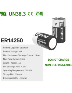 Batería de Litio EEMB ER14250 3.6V 1200mAh 1/2AA No Recargable 2