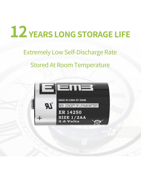 Batería de Litio EEMB ER14250 3.6V 1200mAh 1/2AA No Recargable