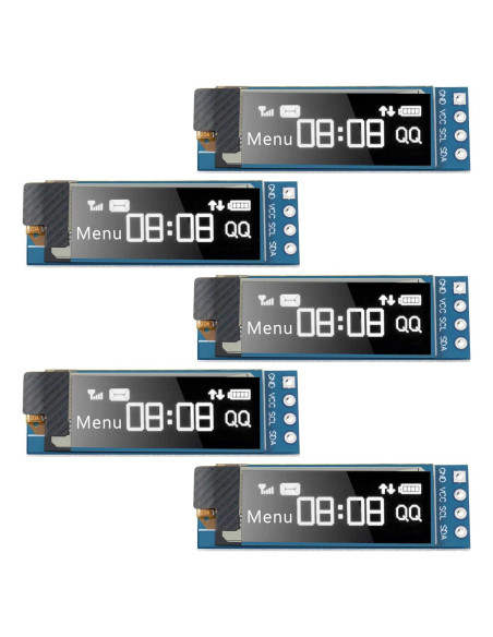 Módulo de Pantalla OLED I2C Frienda 0.91" 5 Piezas Blanco