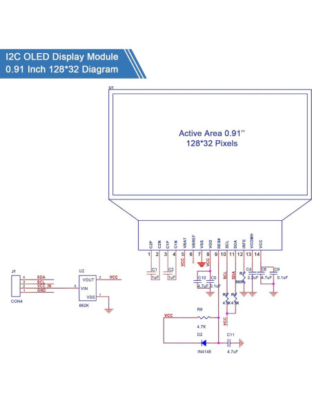 Módulo de Pantalla OLED I2C Frienda 0.91" 5 Piezas Blanco