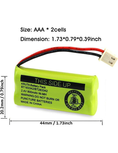 Batería Kruta BT183342 Compatible con Teléfonos AT&T y VTech