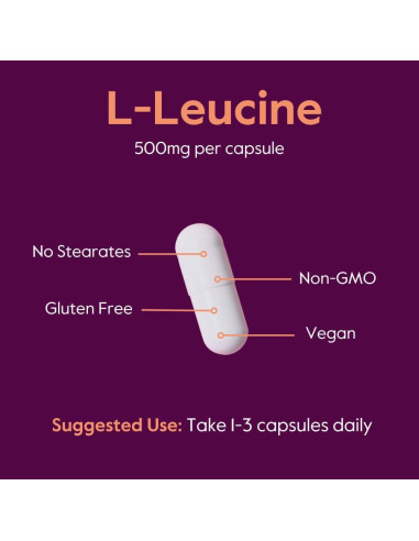 Suplemento de L-Leucina Bestvite 500mg 480 Cápsulas Veganas