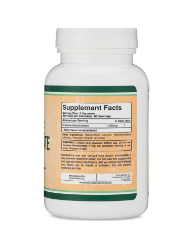 Cápsulas de Creatina Monohidratada Double Wood - 120 Unidades