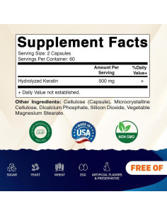 Vitamatic Queratina Hidrolizada 500mg - 120 Cápsulas Vegetarianas 2