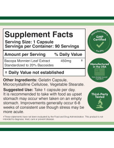 Cápsulas de Bacopa Monnieri 450mg Double Wood - Suplemento Cognitivo 2