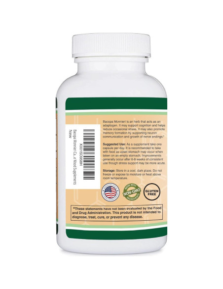 Cápsulas de Bacopa Monnieri 450mg Double Wood - Suplemento Cognitivo