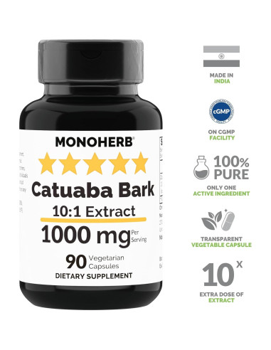 Extracto de Corteza de Catuaba Monoherb 1000 mg - 90 Cápsulas Vegetarianas