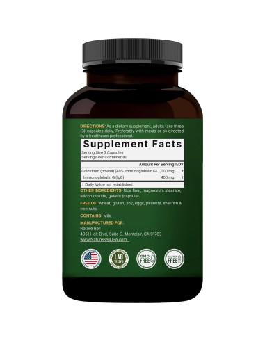 Suplemento Calostro Bovina NatureBell 1000mg 240 Cápsulas