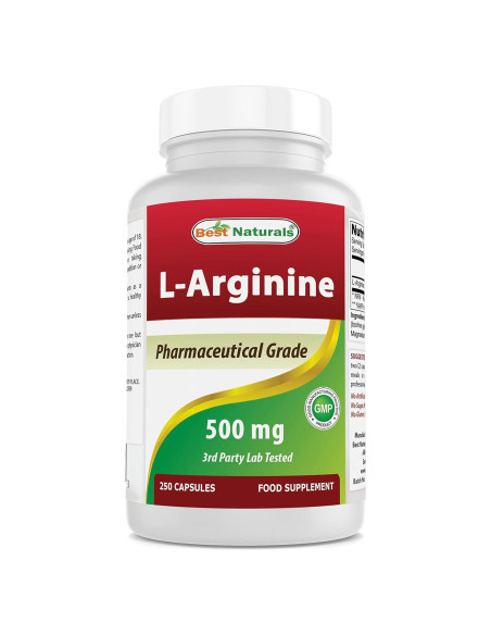 L-Arginina 500mg Mejores Naturales 250 Cápsulas Suplemento