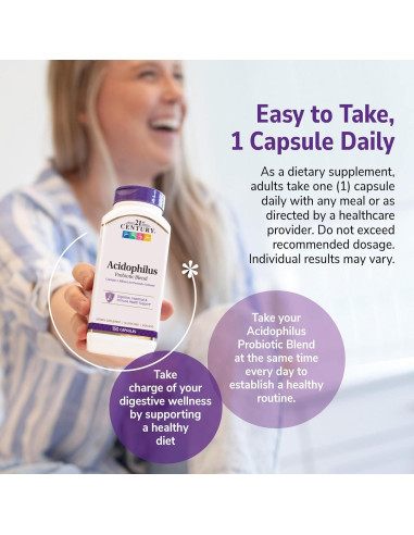 Suplemento Probiotico 21st Century Acidophilus 300 Cápsulas