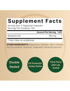 Suplemento de Berberina NatureBell 500mg - 300 Cápsulas Veganas 2