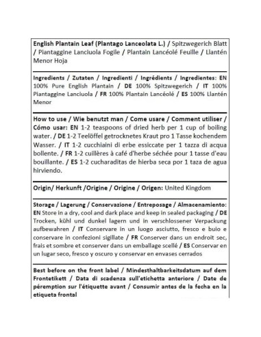 Té Herbal Hoja de Plátano Inglés Herba Orgánica 100g