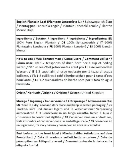 Té Herbal Hoja de Plátano Inglés Herba Orgánica 100g