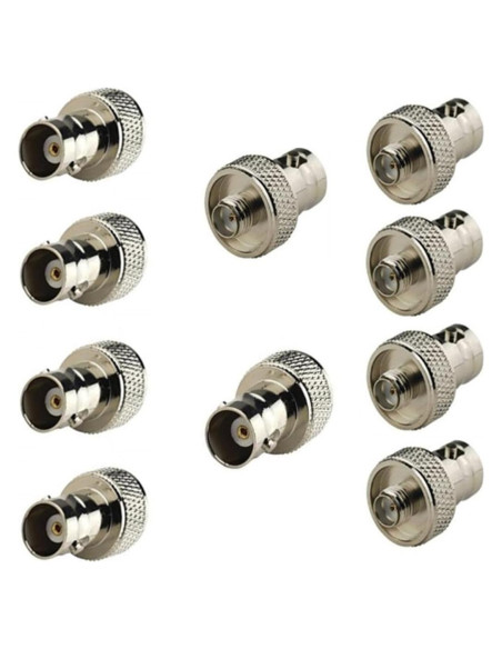 10 Adaptadores Coaxiales BNC Femenino a SMA Femenino 50 Ohm