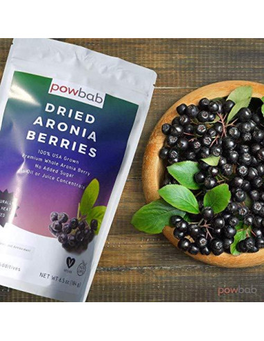 Bayas de Aronia Secas powbab 184 g Orgánicas de EE. UU.